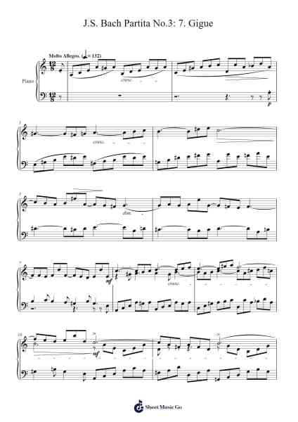 Partita No. 3 in E Major, BWV 1006: VII. Gigue Sheet Music by Johann Sebastian Bach-Arr.Fitzres Stuartshaw
