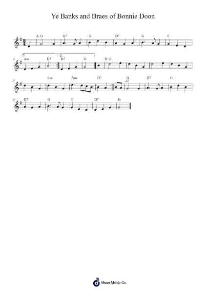 Ye Banks and Braes of Bonnie Doon Sheet Music by Robert Burns-Arr.Jansean
