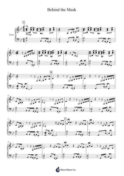 Behind the Mask Sheet Music by Poeniei-Arr.Eipsridge Zangphne