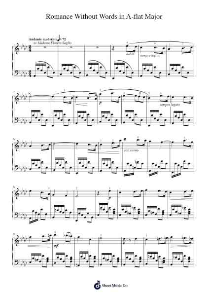 Romance Without Words in A-flat Major Sheet Music by Gabriel Fauré-Arr.Ruthmie