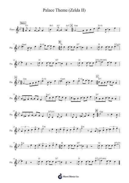 Palace Theme (Zelda II) Sheet Music by Akito Nakatsuka-Arr.Garfer Adexe