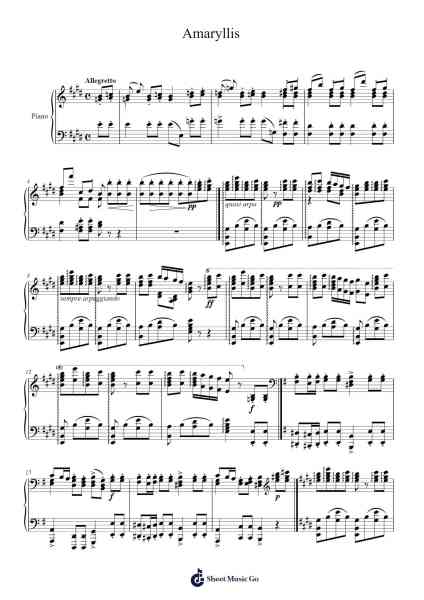 Amaryllis Sheet Music by A. H. Pease-Arr.Backdn