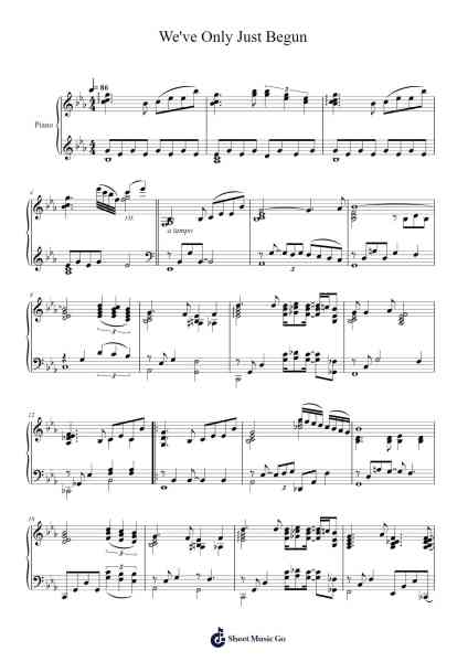 We've Only Just Begun Sheet Music by Carpenters-Arr.Ruthfitch Housed