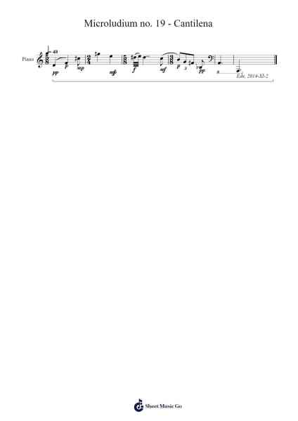 Microludium no. 19 - Cantilena Sheet Music by JWvR-Arr.Derkyle