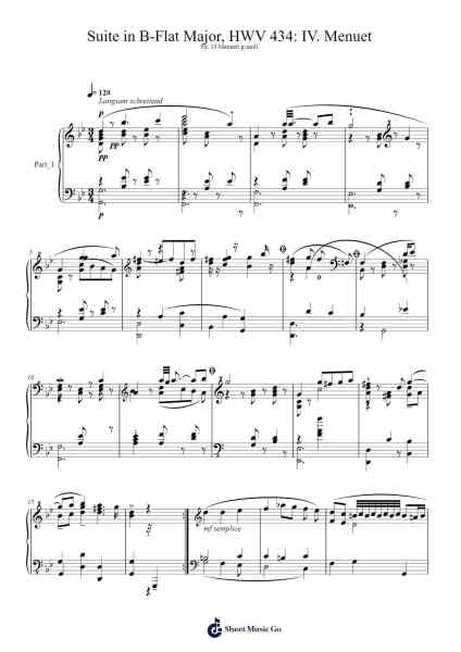 Suite in B-Flat Major, HWV 434: IV. Menuet Sheet Music by Georg Friedrich Handel-Arr.Wrightac Phimaud