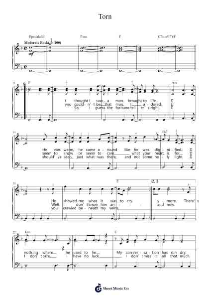 Torn Sheet Music by Natalie Imbruglia-Arr.Vioo'neil