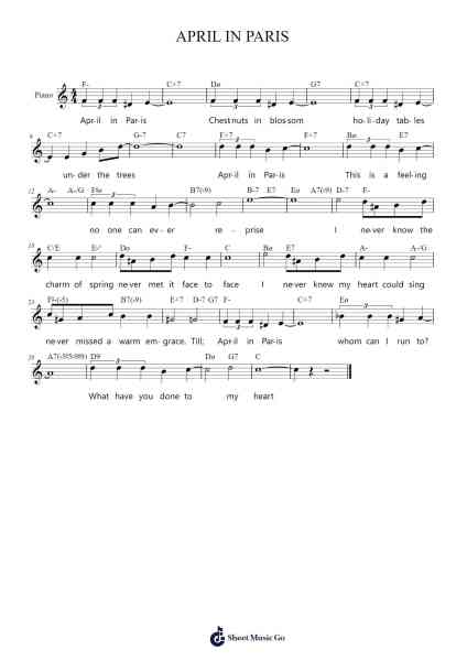 APRIL IN PARIS Sheet Music by Vernon Duke-Arr.Gedia