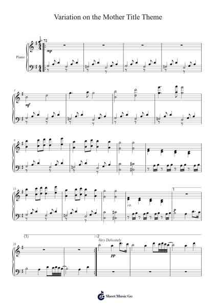 Variation on the Mother Title Theme Sheet Music by Keiichi Suzuki-Arr.Lopeare