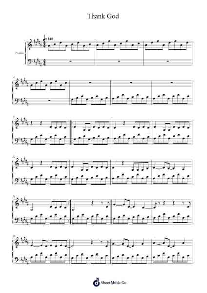 Thank God Sheet Music by Rilès-Arr.Toyngreg