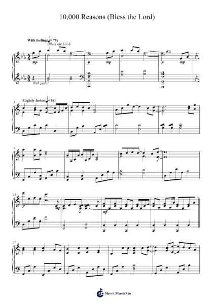 10,000 Reasons (Bless The Lord) Sheet Music by Matt Redman-Arr.Winsmew