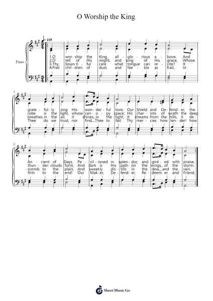 O Worship the King, All Glorious Above 樂譜由 J. Michael Haydn - 編曲 Aslan Wordford