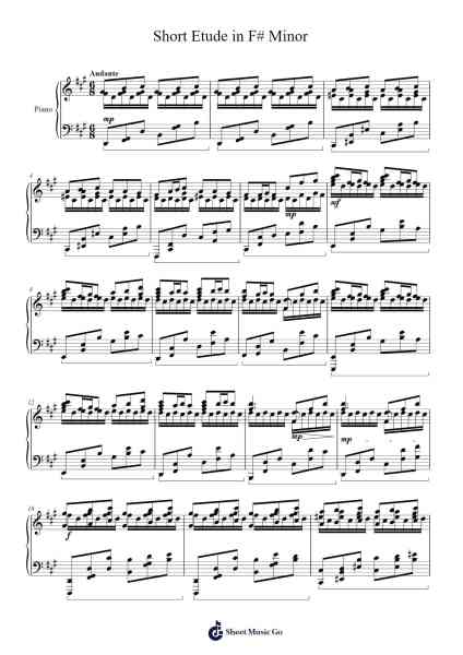 Short Etude in F# Minor Sheet Music by Brightfrances-Arr.Rareade Zoelotte