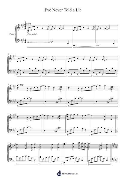 I've Never Told a Lie Sheet Music by Satoru Kosaki-Arr.Terwyatt Hangan