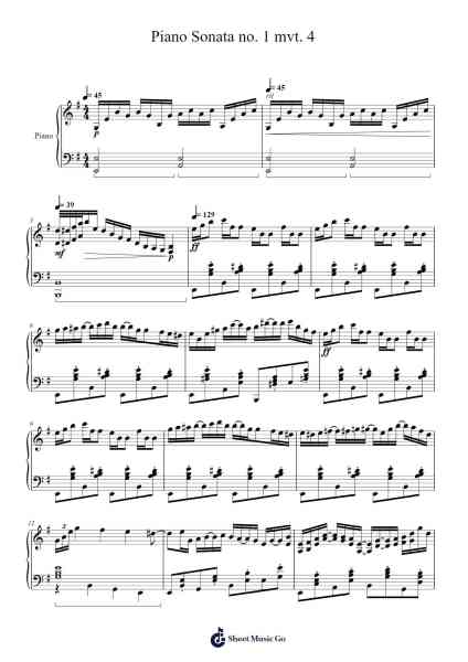 Piano Sonata no. 1 mvt. 4 Sheet Music by Bushpys Nobeard-Arr.Philley Mabna