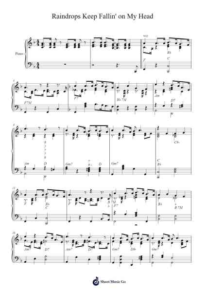 Raindrops Keep Fallin' on My Head Sheet Music by Burt Bacharach-Arr.Wyann Ianli