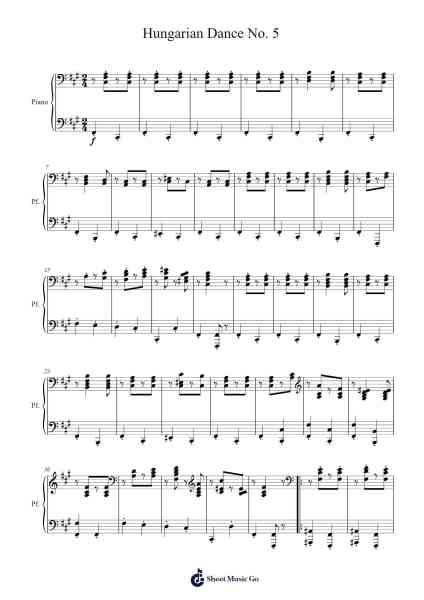 Hungarian Dance No. 5 Sheet Music by Johannes Brahms-Arr.Mattvelt
