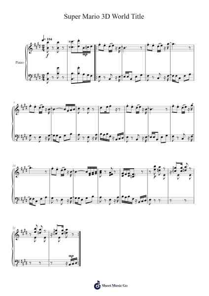 Super Mario 3D World Title Sheet Music by Mahito Yokota/Toru Minegishi/Koji Kondo/Yasuaki Iwata-Arr.Louieby