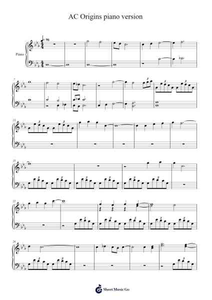 AC Origins piano version Sheet Music by Sarah Schachner-Arr.Maudfox Mikejames