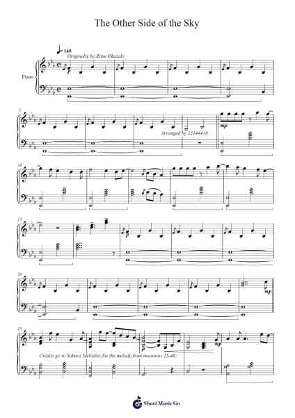 The Other Side of the Sky Sheet Music by undefined-Arr.Dawnbian Sherqe