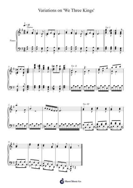 Variations on 'We Three Kings' Sheet Music by Harrison Steudlein-Arr.Caelance