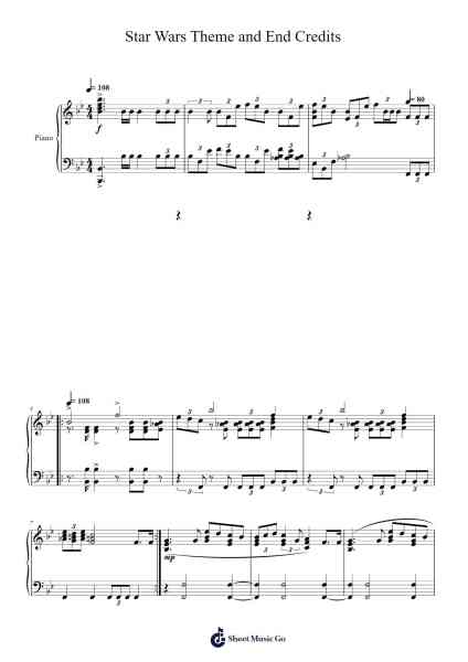Star Wars Theme and End Credits Sheet Music by John Williams-Arr.Bysey Truwood