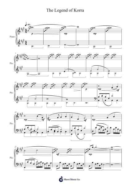 The Legend of Korra Sheet Music by Jeremy Zuckerman-Arr.Jersoon