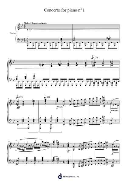 Concerto for Piano No. 1 in G Minor, Op. 25 Sheet Music by Sergei Rachmaninoff-Arr.Arabias