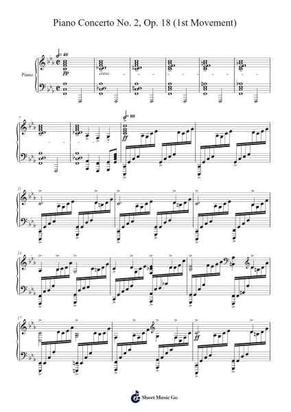 Piano Concerto No. 2 in C Minor, Op. 18: I. Moderato Sheet Music by Sergei Rachmaninoff-Arr.Woolfleen Juskirk