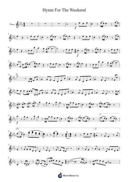 Hymn For The Weekend Sheet Music by Coldplay-Arr.Hagchel Perpel