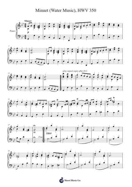 Water Music - Minuet, HWV 350 Sheet Music by George Frederick Handel-Arr.Manssaul Dexy