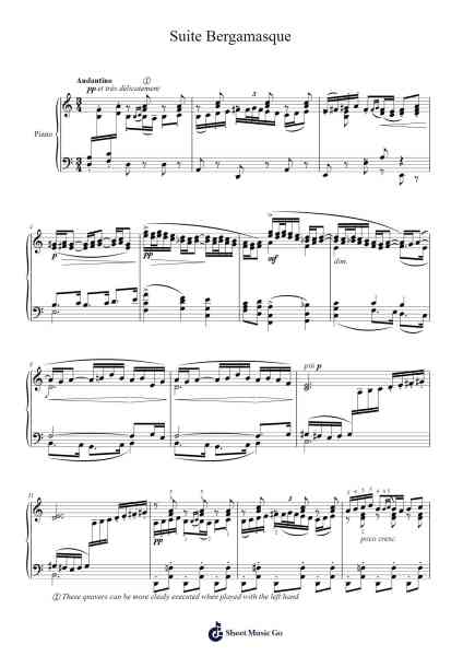 Suite Bergamasque: II. Menuet Sheet Music by Claude Debussy-Arr.Mervan