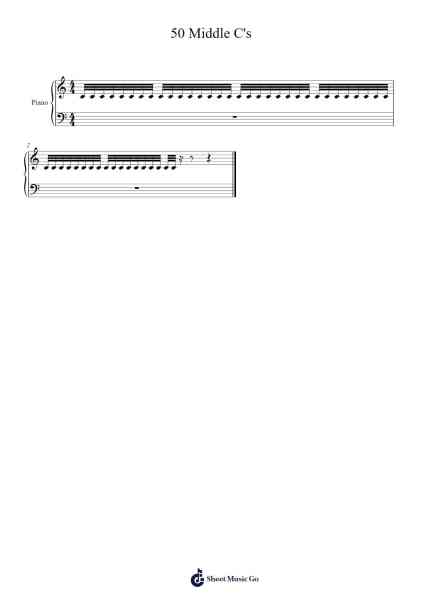 50 Middle C's Sheet Music by Housmike Bachsh-Arr.Carldith Saxdunn
