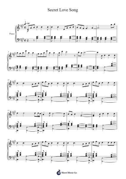 Secret Love Song feat Jason Derulo Sheet Music by Jason Derulo/Felicity Hunt-Arr.Cranewright Troycrofts