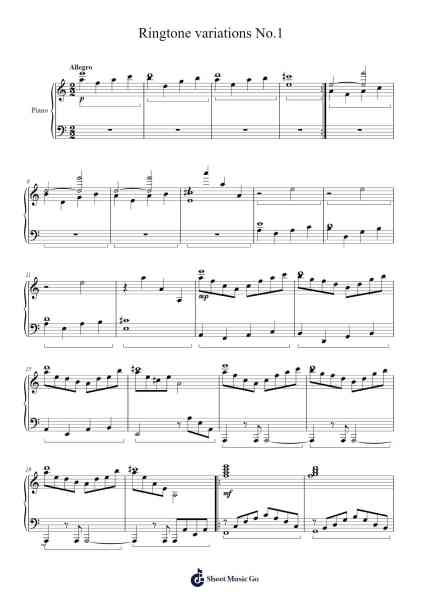 Ringtone variations No.1 Sheet Music by Y. Murakami-Arr.Kelins Woothe