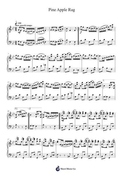 Pine Apple Rag Sheet Music by Scott Joplin-Arr.Junegia Wato