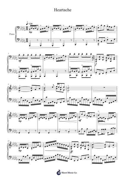 Heartache Ноты для фортепиано от Toby Fox-Arr.Rareade Zoelotte