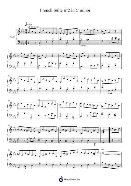 French Suite No. 2 in C Minor, BWV 813: II. Courante Sheet Music by Johann Sebastian Bach-Arr.Urclair