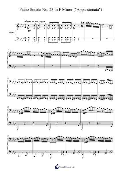 Piano Sonata No. 23 in F Minor, Op. 57 "Appassionata": III. Allegro ma non troppo Sheet Music by Ludwig van Beethoven-Arr.Kirkwen Meldell