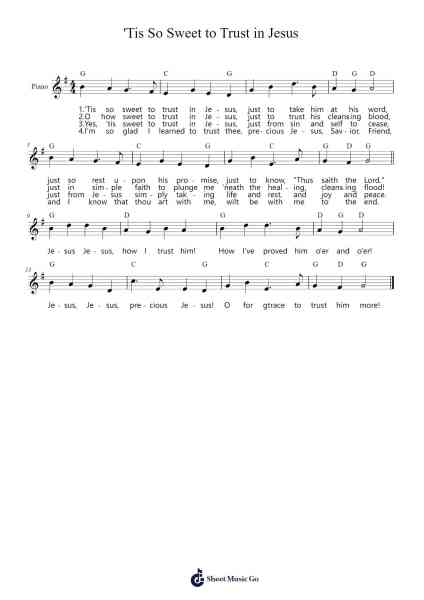 'Tis So Sweet to Trust in Jesus Sheet Music by William J. Kirkpatrick-Arr.Wattle