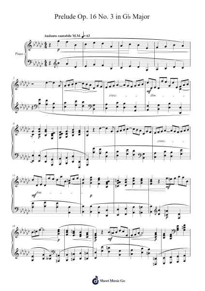 Prelude Op. 16 No. 3 in G♭ Major Sheet Music by undefined-Arr.Rusden