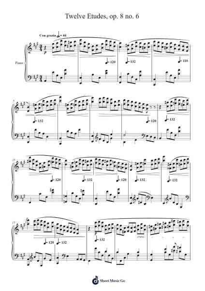 Twelve Etudes, Op. 8 No. 6 Sheet Music by Alexander Scriabin-Arr.Brurel