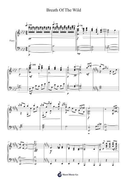 Breath Of The Wild (Main Theme - Piano) Sheet Music by Manaka Kataoka-Arr.Priestwylde Backcah