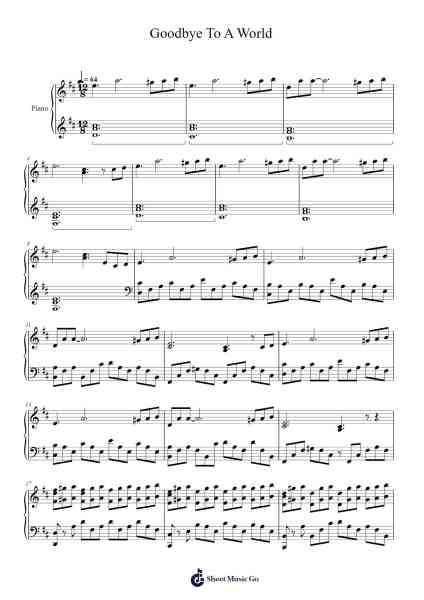 Goodbye To A World Sheet Music by Porter Robinson-Arr.Wilheljones