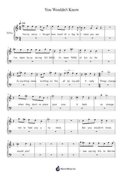 You Wouldn't Know 樂譜由 Jonathan Coulton - 編曲 Wrighttab