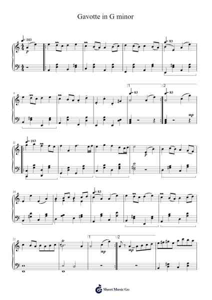 Gavotte in G Minor Sheet Music by Jean-Baptiste Lully-Arr.Keplus