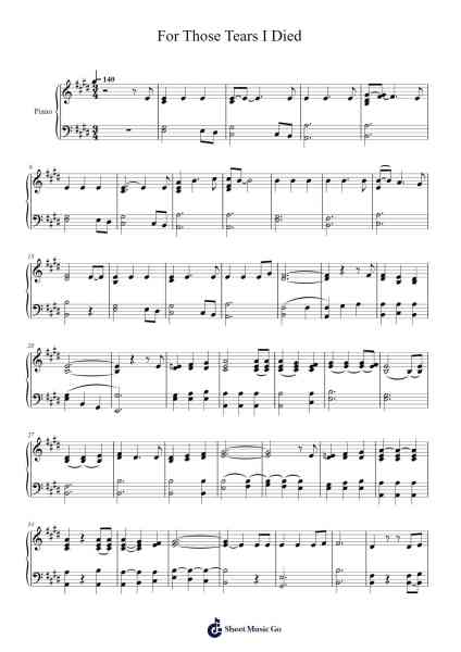 For Those Tears I Died 樂譜由 undefined - 編曲 Shirvien