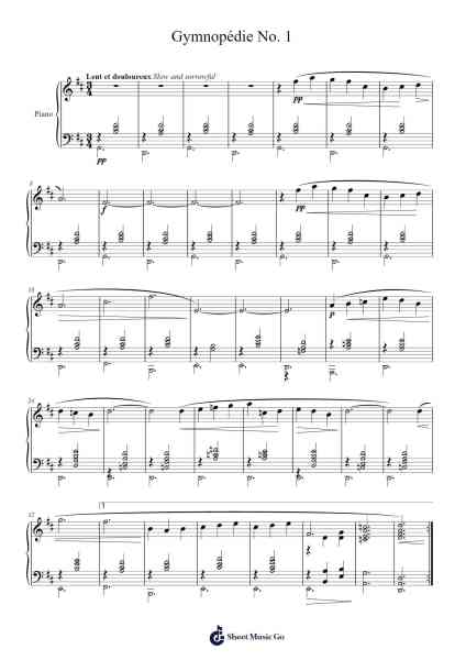 Gymnopédie No. 1 Ноты для фортепиано от Erik Satie-Arr.Chesria