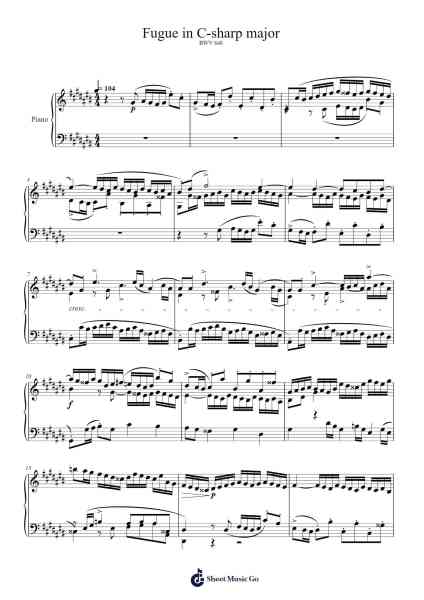 Fugue in C-sharp Major, BWV 848 Sheet Music by Johann Sebastian Bach-Arr.Boycelee
