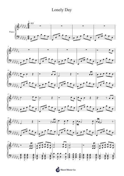 Lonely Day Sheet Music by Salbooth-Arr.Clarkwylde Vagill
