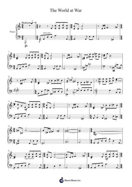 The World at War Sheet Music by Carl Davis-Arr.Woolas Scriplice